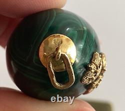 Antique Imperial Faberge 14k Solid Gold 56 Egg Nicholas II Malachite Egg Pendant