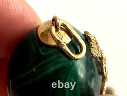 Antique Imperial Faberge 14k Solid Gold 56 Egg Nicholas II Malachite Egg Pendant