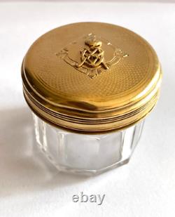 Antique Imperial Faberge Maria Feodorovna Solid Silver 88 Gilded Crystal Jar