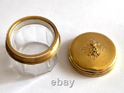 Antique Imperial Faberge Maria Feodorovna Solid Silver 88 Gilded Crystal Jar