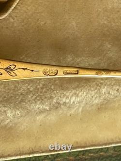 Antique Imperial R. Era Faberge Solid Silver 88 Gilded Spoon & Cup Set