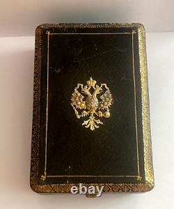 Antique Imperial R. Era Faberge Solid Silver 88 Gilded Spoon & Cup Set with Box
