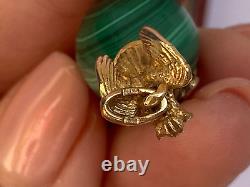 Antique Imperial Rus Faberge Gold 56 KF Malachite Easter Egg Pendant Nicholas II