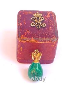 Antique Imperial Rus Faberge Gold 56 KF Malachite Easter Egg Pendant Nicholas II