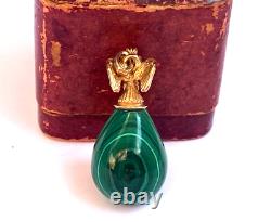 Antique Imperial Rus Faberge Gold 56 KF Malachite Easter Egg Pendant Nicholas II