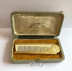 Antique Imperial Rus Faberge Solid Silver 84 Gold Plated AT Authors Comb