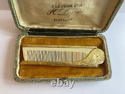 Antique Imperial Rus Faberge Solid Silver 84 Gold Plated AT Authors Comb