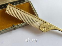 Antique Imperial Rus Faberge Solid Silver 84 Gold Plated AT Authors Comb