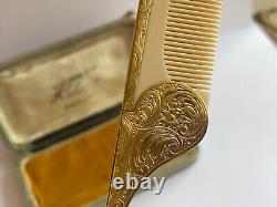 Antique Imperial Rus Faberge Solid Silver 84 Gold Plated AT Authors Comb