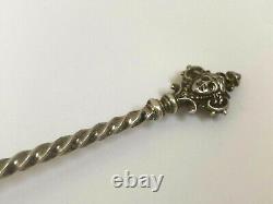 Antique Imperial Rus Faberge Solid Silver 84 Gold Plated Twisted Big Size Spoon