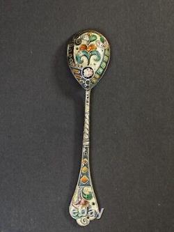 Antique Imperial Russia 84 Silver Cloisonne Enameled Tea Spoon T179A