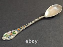 Antique Imperial Russia 84 Silver Cloisonne Enameled Tea Spoon T179A