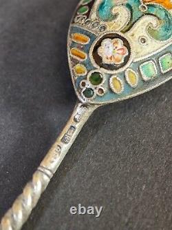 Antique Imperial Russia 84 Silver Cloisonne Enameled Tea Spoon T179A