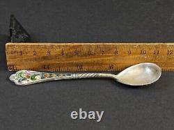 Antique Imperial Russia 84 Silver Cloisonne Enameled Tea Spoon T179A