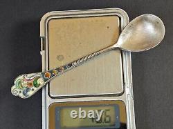 Antique Imperial Russia 84 Silver Cloisonne Enameled Tea Spoon T179A