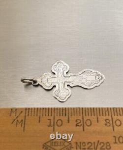 Antique Imperial Russia Russian 875 Silver Orthodox Cross Pendant, Hallmarked