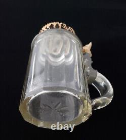 Antique Imperial Russia Staghorn Beer Stein Glass Royalty Coat Arms Cypher Crown