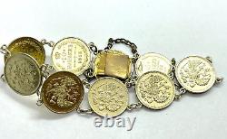 Antique Imperial Russian 10 Kopeek Silver Gilt Coin Bracelet 21.9gr 8