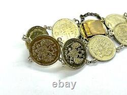 Antique Imperial Russian 10 Kopeek Silver Gilt Coin Bracelet 21.9gr 8