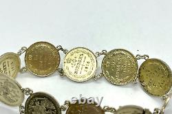 Antique Imperial Russian 10 Kopeek Silver Gilt Coin Bracelet 21.9gr 8