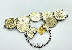 Antique Imperial Russian 10 Kopeek Silver Gilt Coin Bracelet 21.9gr 8