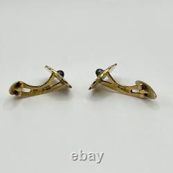 Antique Imperial Russian 14ct Gold Enamelled Sapphire Cabochon Set Cufflinks