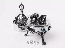 Antique Imperial Russian 1878 Silver 84 Jewish Egg Wild Boars