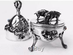 Antique Imperial Russian 1878 Silver 84 Jewish Egg Wild Boars