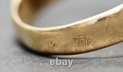 Antique Imperial Russian 56/14K Gold Ring Oval Pierced Crown Malachite Cabochon