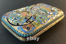 Antique Imperial Russian 84 Enameled Silver Cigarette Case (G. Ivanov)