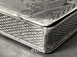 Antique Imperial Russian 84 Niello SIlver Cigarette Case