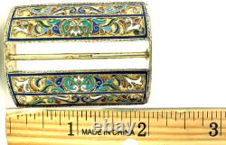 Antique Imperial Russian 84 Shaded Enamel Silver Gilt Belt Buckle Moscow 1888