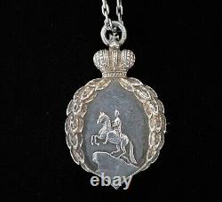 Antique Imperial Russian 84 Silver Chased Pendant Jetton St. George Military RU