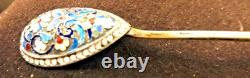 Antique Imperial Russian 84 Silver Cloisonne Enamel Teaspoon Stamped