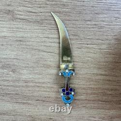 Antique Imperial Russian 84 Silver Enamel Dagger Brooch Gilt Blade Original