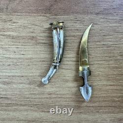 Antique Imperial Russian 84 Silver Enamel Dagger Brooch Gilt Blade Original