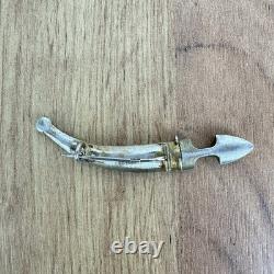 Antique Imperial Russian 84 Silver Enamel Dagger Brooch Gilt Blade Original