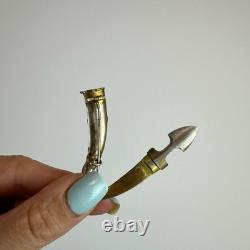 Antique Imperial Russian 84 Silver Enamel Dagger Brooch Gilt Blade Original