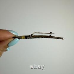 Antique Imperial Russian 84 Silver Enamel Dagger Brooch Gilt Blade Original