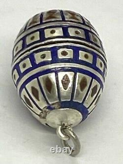 Antique Imperial Russian 84 Silver Enamel Egg Pendant 9.73g 1 x 0.3/8