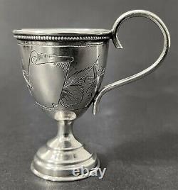 Antique Imperial Russian 84 Silver Engraved Cup (CK)