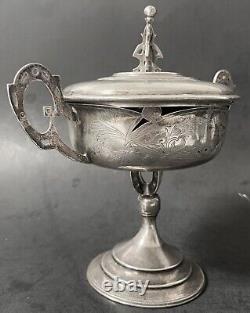 Antique Imperial Russian 84 Silver Footed & Lided Candy DIsh