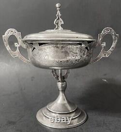 Antique Imperial Russian 84 Silver Footed & Lided Candy DIsh