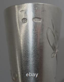 Antique Imperial Russian 84 Silver Ivan Lebedkin Engraved Leaves Kiddush Cup, 3