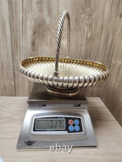 Antique Imperial Russian 84 Silver Large Swing Basket Fruit/Bread Bowl 1896