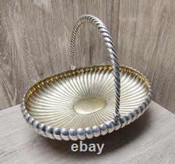 Antique Imperial Russian 84 Silver Large Swing Basket Fruit/Bread Bowl 1896