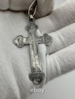 Antique Imperial Russian 84 Silver Orthodox Cross Pendant c. 1850, 3.7g