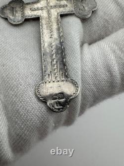 Antique Imperial Russian 84 Silver Orthodox Cross Pendant c. 1850, 3.7g