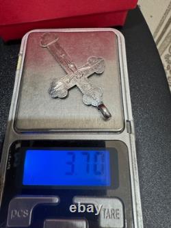 Antique Imperial Russian 84 Silver Orthodox Cross Pendant c. 1850, 3.7g