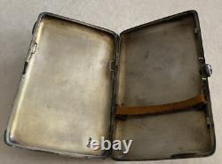 Antique Imperial Russian 84 Silver Pan Slavic Cigarette Case Red Cabochon 4.75